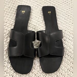 H&M Elegant Black Slide Sandals
